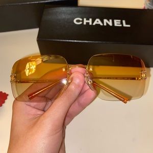 Authentic Chanel Rimless Orange Sunglasses 4011-D!